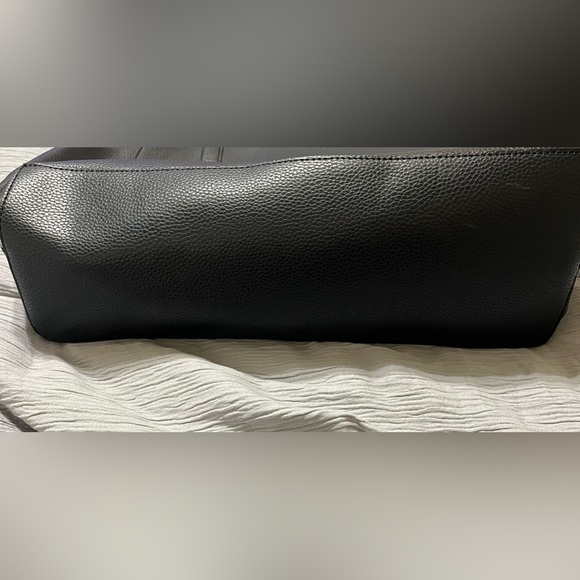 Steve Madden Leather Tote Handbag, Black with Zippers on each side - Picture 9 of 14